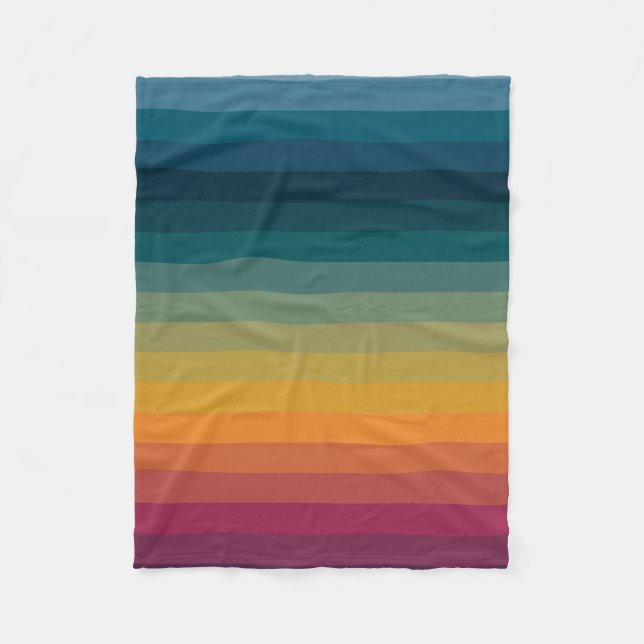 Färgfull 70-sekunders Retro Stripe Rand Fleecefilt (Framsidan)