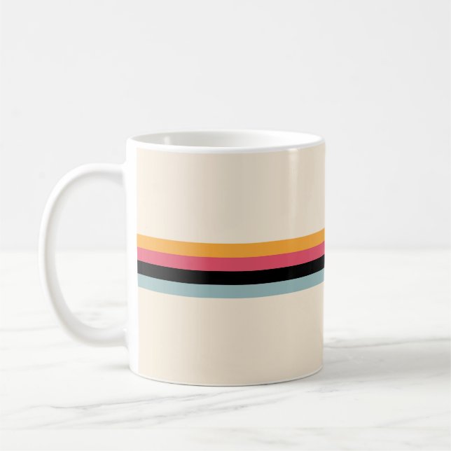 Färgfull 70-sekunders Retro Stripe Rand Kaffemugg (Vänster)