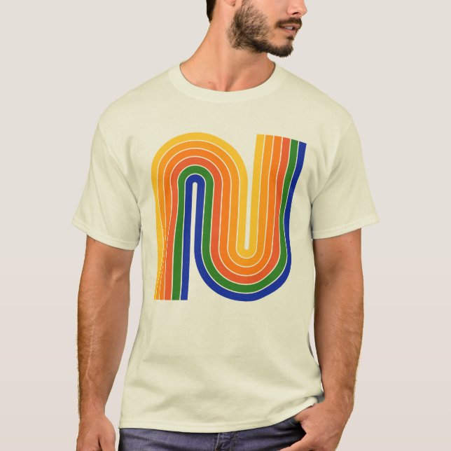 Färgfull 70-tal Retro Stil Geometric T-Shirt (Framsida)