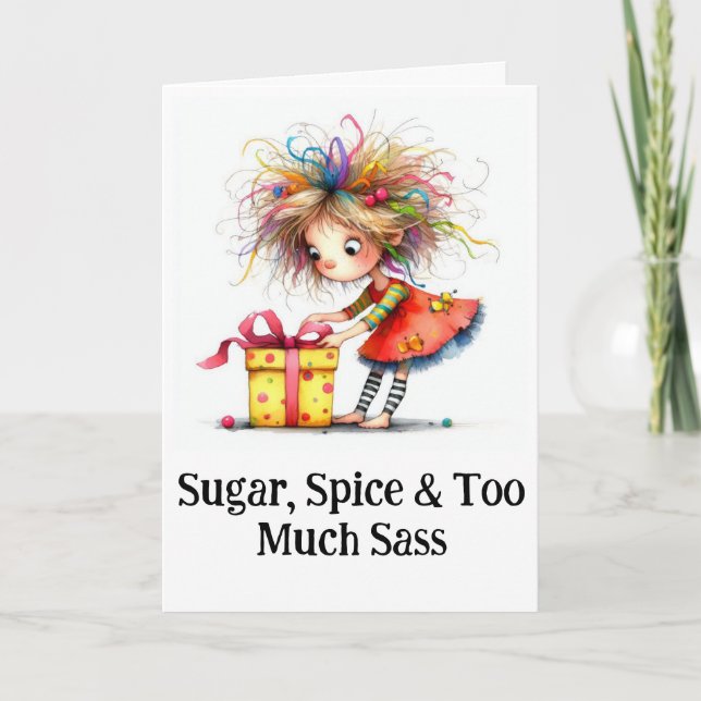* Färgfull 7 Whimsical jul Girl Gift AP97 Tack Kort (Framsida)