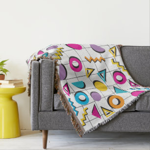 Färgfull 80-årsjubileum Retro Geometric Mönster Filt