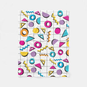 Färgfull 80-årsjubileum Retro Geometric Mönster Fleecefilt