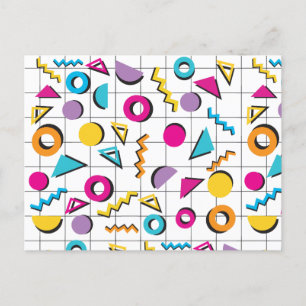 Färgfull 80-årsjubileum Retro Geometric Mönster Helg Vykort
