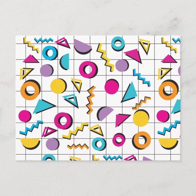 Färgfull 80-årsjubileum Retro Geometric Mönster Helg Vykort (Framsida)