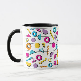 Färgfull 80-årsjubileum Retro Geometric Mönster Mugg