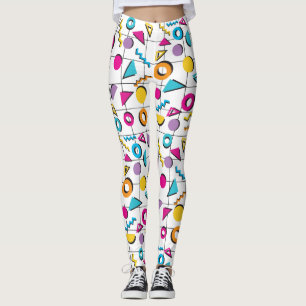 Färgfull 80:s Geometric Mönster Leggings
