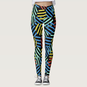 Färgfull 80-sekunders Memphis Design Circular Mö Leggings
