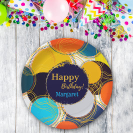 Färgfull 80-tums Retro Circle Abstrakt Grattis på 