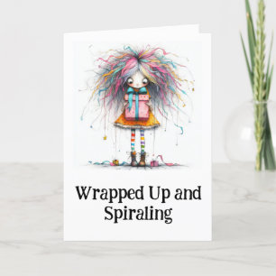 ** Färgfull 9 AP97 Whimsical jul Girl Gift Tack Kort