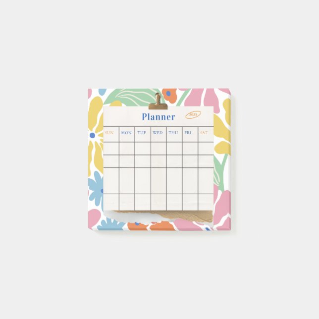 Färgfull Abstrakt Aesthetic Monthly Planner 2025 Post-it Block (Framsida)