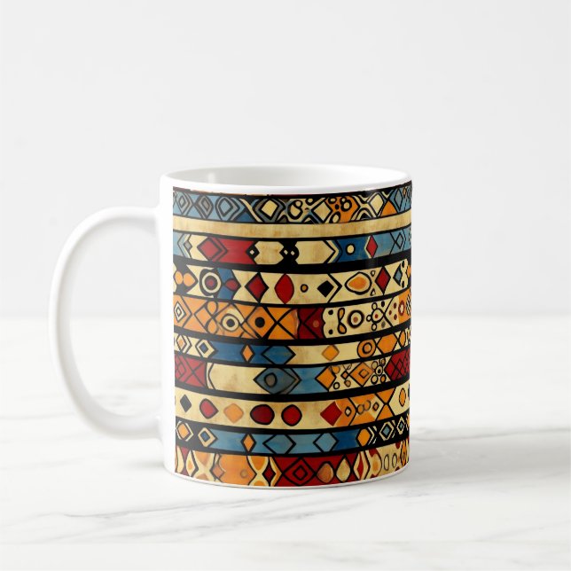Färgfull Abstrakt Afrikas Mönster Kaffemugg (Vänster)