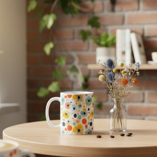 Färgfull Abstrakt Blommönster Mugg