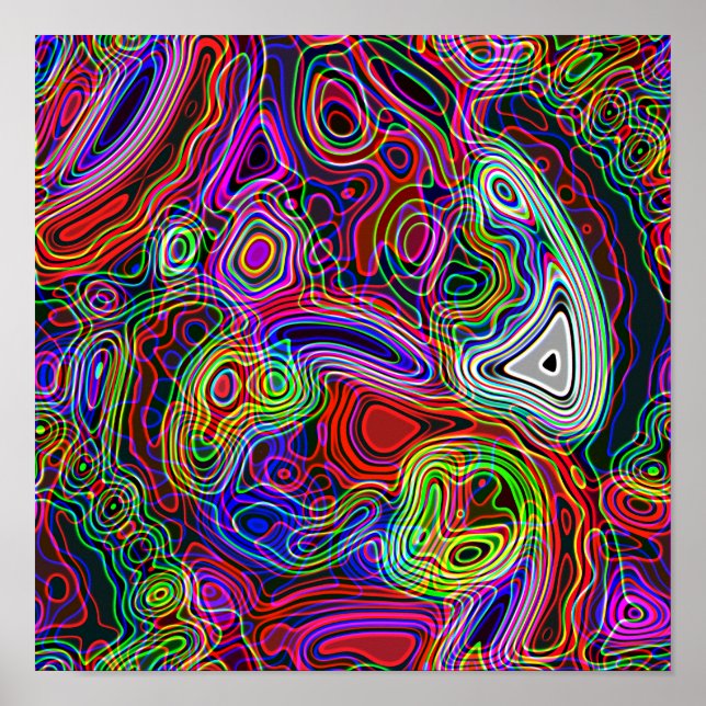 Färgfull Abstrakt Bright Neon Ljus Poster (Framsidan)