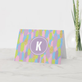 Färgfull Abstrakt Brushstrokes Mönster Monogram Anteckningskort