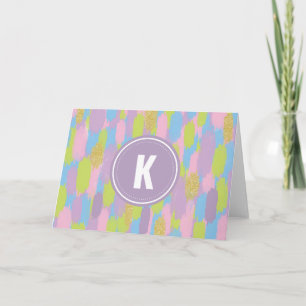 Färgfull Abstrakt Brushstrokes Mönster Monogram Anteckningskort