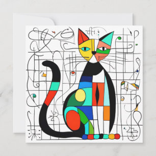 Färgfull Abstrakt Cat Art Kubism Spara Datumet