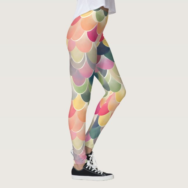 Färgfull Abstrakt Cheerful Mönster Leggings (Höger)