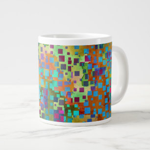 Färgfull Abstrakt Digital Art med fyrkanter Jumbo Mugg