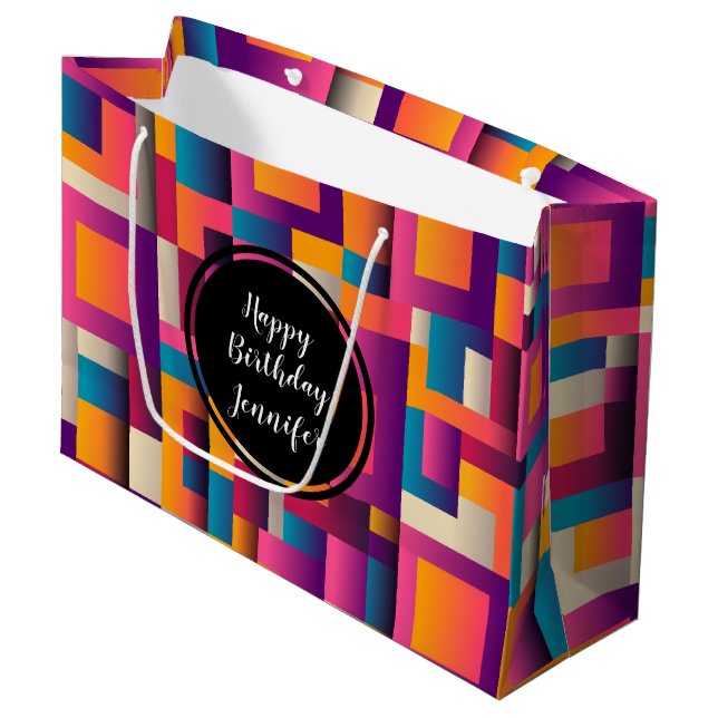 Färgfull Abstrakt Fack och former födelsedag (Framsidan Vinklad)