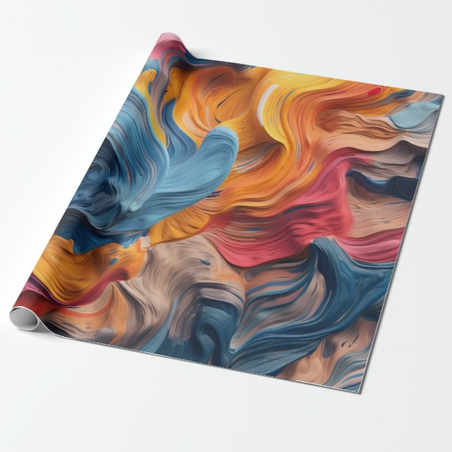 Färgfull Abstrakt Färgmönster Art (5) Presentpapper (Utrullad)