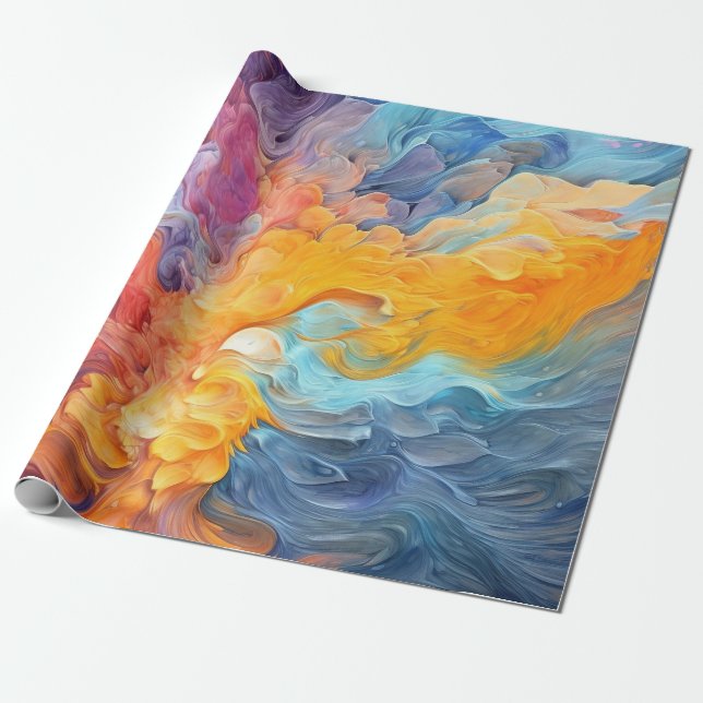 Färgfull Abstrakt Färgmönster Art (8) Presentpapper (Utrullad)