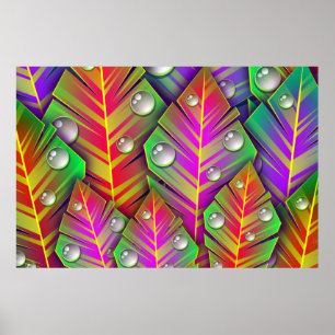 Färgfull Abstrakt Feathers Artwork Wall Poster