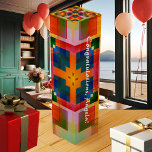 Färgfull Abstrakt Festive Design Presentask för Vi Vinlåda<br><div class="desc">Vinpresentlåda med en modern version av den klassiska plaid,  en abstrakt geometrisk mönster på ljusa färger. Du kan ,  dra och rotera mönster om du vill. Trevligt för en födelsedag eller Helgdagarna!</div>