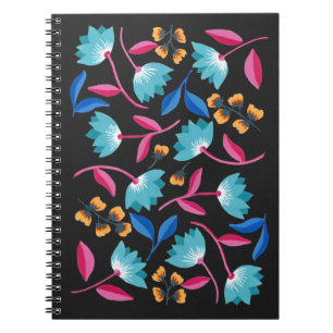 Färgfull abstrakt folkart blommigt anteckningsbok