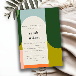 Färgfull Abstrakt för barn i Groovy Retro Arch Inbjudningar