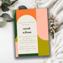 Färgfull Abstrakt för barn i Groovy Retro Arch Inbjudningar