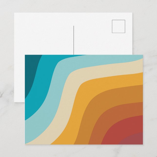 Färgfull Abstrakt för retro Rainbow Vågar Helg Vykort (Fram/baksida)