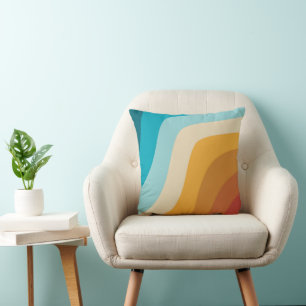 Färgfull Abstrakt för retro Rainbow Vågar Kudde