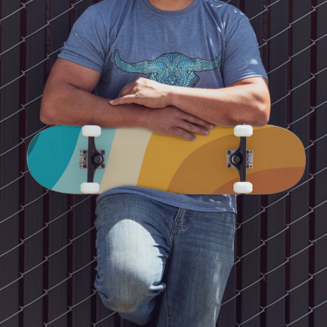 Färgfull Abstrakt för retro Rainbow Vågar Mini Skateboard Bräda 18,5 Cm (Utomhus 3)