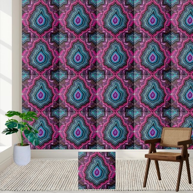 Färgfull Abstrakt Geode Agate Tile Kakelplatta (Colorful Abstract Geode Agate Tile)