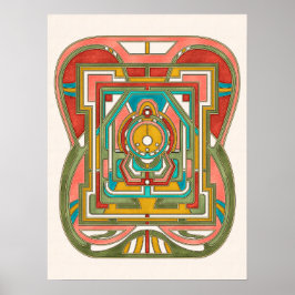 Färgfull Abstrakt Geometric Butterfly Art nouveau Poster