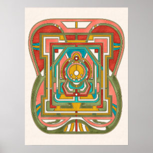 Färgfull Abstrakt Geometric Butterfly Art nouveau Poster