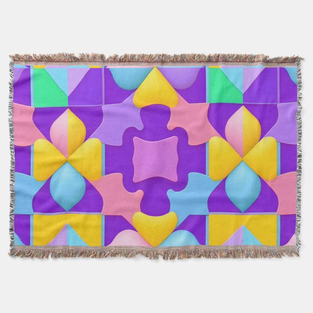 Färgfull Abstrakt Geometric Mönster Filt (Framsidan)