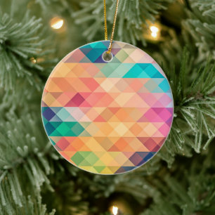 Färgfull Abstrakt Geometric Mönster Julgransprydnad Keramik