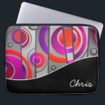 Färgfull Abstrakt Geometric Mönster med Monogram Laptop Sleeve<br><div class="desc">Skydda din bärbara dator eller Tablet-enhet i stil med en färgstark abstrakt som är geometrisk och som har en popart-funktion. Färg omfattar rött,  lila och grått med ett koordinerande svart böjt band som förankrar designen. Redigera personligens monogram med ditt namn eller annan text.</div>