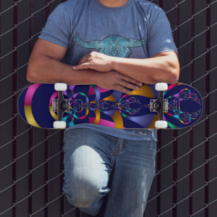 Färgfull Abstrakt Geometric Mönster Mini Skateboard Bräda 18,5 Cm