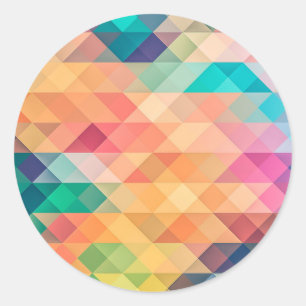 Färgfull Abstrakt Geometric Mönster Runt Klistermärke