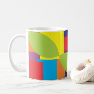 Färgfull Abstrakt Geometrisk ruta Mönster Kaffemugg