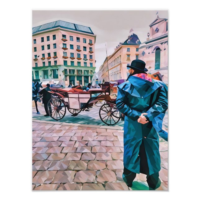 Färgfull Abstrakt Illustration of City Scene Fototryck (Framsidan)