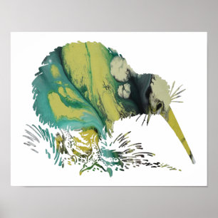 Färgfull abstrakt Kiwi silhouette Poster