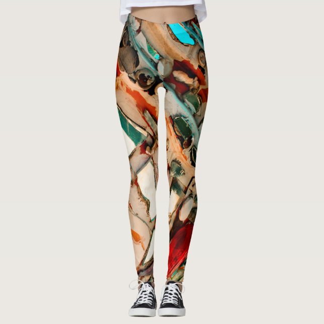 Färgfull Abstrakt Leggings (Framsida)
