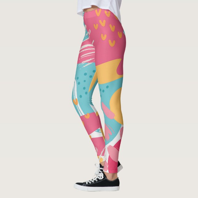 Färgfull Abstrakt Leggings (Vänster)