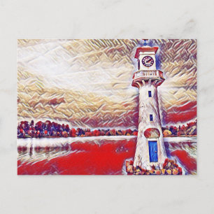 Färgfull Abstrakt Lighthouse Roath Sjö Cardiff Vykort
