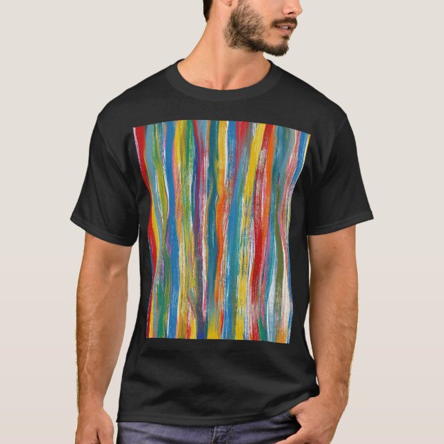 Färgfull Abstrakt: Linjer för digital Oljemålning T Shirt (Framsida)