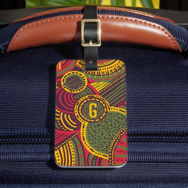 Färgfull Abstrakt Linjer | Grönt av Gult av Rosans Bagagebricka (Framsida Insitu 2)