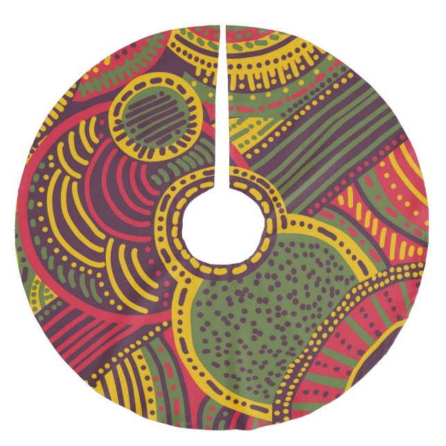 Färgfull Abstrakt Linjer | Grönt av Gult av Rosans Julgransmatta Borstad Polyester (Framsidan)